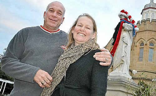 Abbey of the Roses owners Mark Cains and Sonia Hunt are having Jumpers and Jazz events – even the statue St Joseph isn’t feeling left out. Abbey of the Roses owners Mark Cains and Sonia Hunt are having Jumpers and Jazz events – even the statue St Joseph isn’t feeling left out.